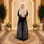 Premium black karchupi kimono with intricate rigging details