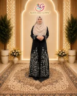 Premium black karchupi kimono with intricate rigging details