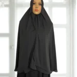 Free-size silk short khimar composed of high-quality, opaque fabric
