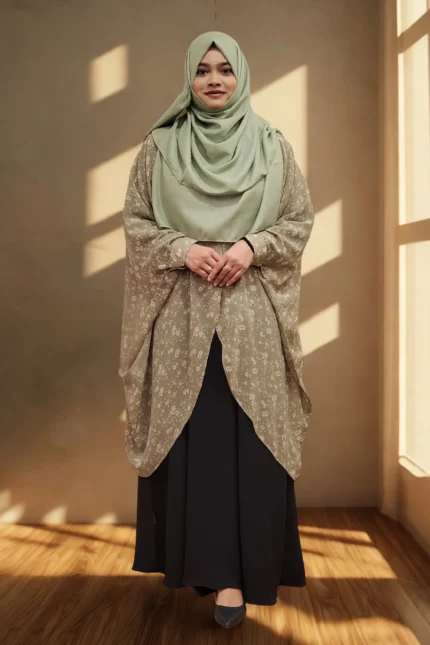 Free-size friendly cape made out of soft transparent georgette, with soft elegant prints on the front and a locked side profile, a comfy wear on daily grounds considerations.