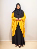 Beautiful, non transparent,yellow friendly cape of Dubai cherry fabric, one size that fits all and perfect for everyday, modest attire.
