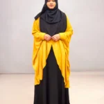Beautiful, non transparent,yellow friendly cape of Dubai cherry fabric, one size that fits all and perfect for everyday, modest attire.