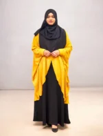 Beautiful, non transparent,yellow friendly cape of Dubai cherry fabric, one size that fits all and perfect for everyday, modest attire.