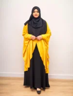Beautiful, non transparent,yellow friendly cape of Dubai cherry fabric, one size that fits all and perfect for everyday, modest attire.