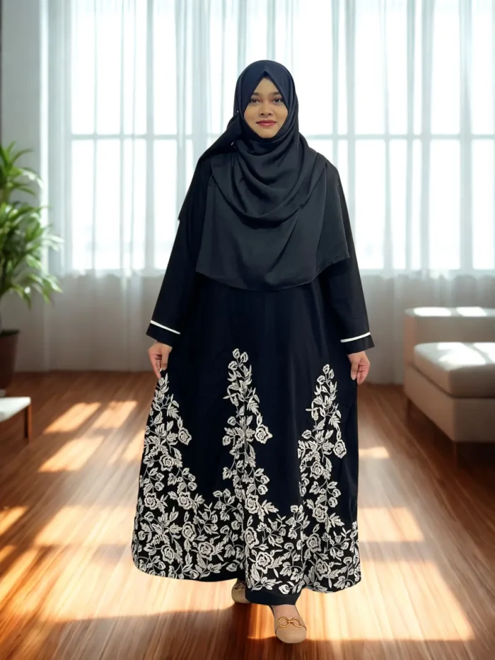 Summer-Friendly Embroidered Borkha – Non-Transparent BMW Fabric, Perfect for Events & Daily Wear - Image 1
