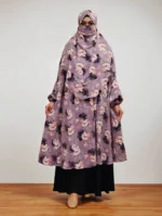 Available in exclusive prints and a single color, this summer-friendly Alex material khimar is non-transparent, free-size, lightweight, and comfortable for all-day wear. It also has an integrated niqab attachment.