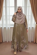 এক-খণ্ড প্রিন্টেড গাউন। নরম আমদানি করা দুবাই সিল্ক ফেব্রিক্স দিয়ে তৈরি। - Image 3