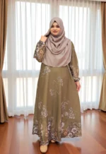 এক-খণ্ড প্রিন্টেড গাউন। নরম আমদানি করা দুবাই সিল্ক ফেব্রিক্স দিয়ে তৈরি। - Image 2