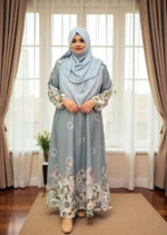 Printed Gown Made of Soft Imported Dubai Silk Material.