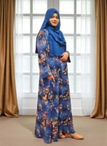 নরম অ্যালেক্স কাপড় দিয়ে তৈরি অস্বচ্ছ মুদ্রিত বোরখা। ডানদিকে একটি পকেট। - Image 2