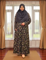 নরম অ্যালেক্স কাপড় দিয়ে তৈরি অস্বচ্ছ মুদ্রিত বোরখা। ডানদিকে একটি পকেট আছে। - Image 3