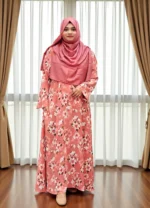 Printed pocket borkha made from soft non-transparent Alex fabric.