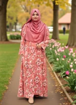 Printed pocket borkha made from soft non-transparent Alex fabric.