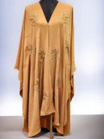 অ-স্বচ্ছ দুবাই চেরি উপাদান দিয়ে তৈরি ফ্রি সাইজের কারচুপি কেপ। সাইড প্রোফাইল খোলা। - Image 3