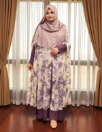 Free size cape with thick karchupi work on soft transparent georgette print material - Image 3