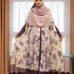 Free size cape with thick karchupi work on soft transparent georgette print material