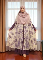 Free size cape with thick karchupi work on soft transparent georgette print material