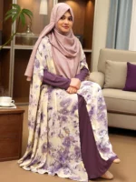 Free size cape with thick karchupi work on soft transparent georgette print material - Image 2