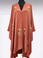 অস্বচ্ছ দুবাই চেরি উপাদান দিয়ে তৈরি অসাধারণ কারচুপি কেপ ফ্রি সাইজ। - Image 2