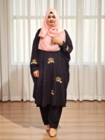 Co-ord dress set, free size, Made of non-transparent soft saffron material