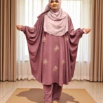 Elegant karchupi co-ord dress set with free-size cape and straight-fit pant
