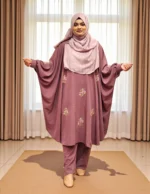 Elegant karchupi co-ord dress set with free-size cape and straight-fit pant
