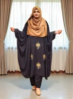 Lightweight karchupi cape+pant co-ord set crafted with premium saffron material.