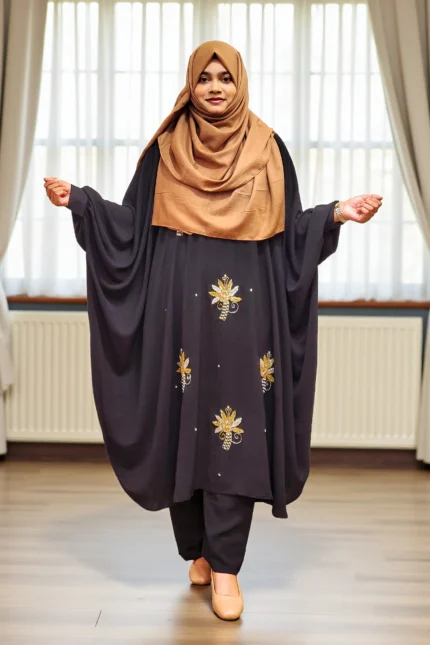 Lightweight karchupi cape+pant co-ord set crafted with premium saffron material.