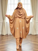 Free size co-ord dress made of non-transparent soft saffron material - Image 3