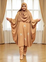 Free size co-ord dress made of non-transparent soft saffron material - Image 2