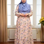 Lightweight double-part gown there is a long frill below.