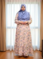 Lightweight double-part gown there is a long frill below. - Image 3