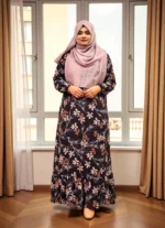 Printed double part gown made of soft georgette and butter slick fabric - Image 2