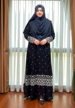 নরম জর্জেট কাপড় দিয়ে তৈরি বোরখা এবং সূচিকর্মের কাজ। - Image 4