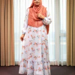 প্রিন্টেড ডাবল পার্ট গাউন। জর্জেট কাপড় দিয়ে তৈরি।