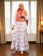 প্রিন্টেড ডাবল পার্ট গাউন। জর্জেট কাপড় দিয়ে তৈরি। - Image 2