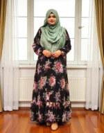 প্রিন্টেড ডাবল পার্ট গাউন। নরম জর্জেট কাপড় দিয়ে তৈরি। - Image 3