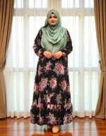 প্রিন্টেড ডাবল পার্ট গাউন। নরম জর্জেট কাপড় দিয়ে তৈরি। - Image 2