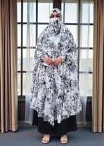 মুদ্রিত ফ্রি সাইজ খিমার। লিনেন কাপড় দিয়ে তৈরি