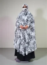 মুদ্রিত ফ্রি সাইজ খিমার। লিনেন কাপড় দিয়ে তৈরি - Image 3