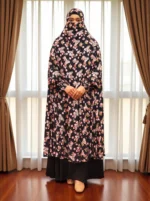 Printed non-transparent khimar. Free size made of linen fabric. - Image 2