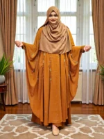 গর্জিয়াস কারচুপি কেপ নন ট্রান্সপারেন্ট সফট ডায়মন্ড জর্জেট ম্যাটেরিয়ালের ওপর কারচুপি কাজ