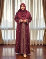 অস্বচ্ছ কিমোনো। জামদানি স্টাইলে সূচিকর্ম সহ নরম আমদানি করা দুবাই উপাদান দিয়ে তৈরি। - Image 2