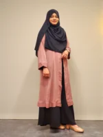 কোট স্টাইলের কিমোনো। অস্বচ্ছ নরম দুবাই চেরি জর্জেট উপাদান দিয়ে তৈরি। - Image 3