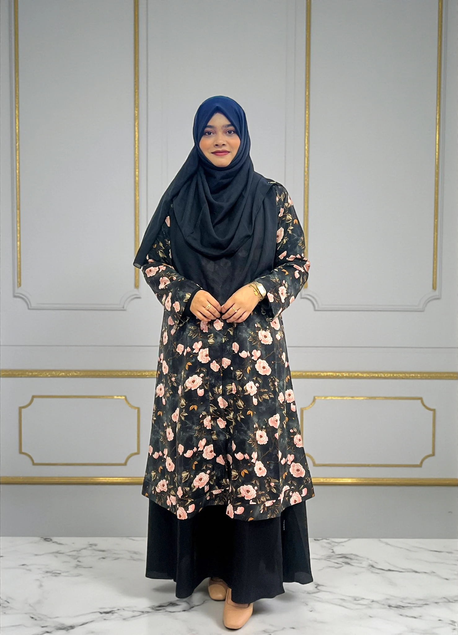 AMK 1532 নন ট্রান্সপারেন্ট প্রিন্টের কিমোনো। এ্যালেক্স ম্যাটেরিয়ালের তৈরী, রেগুলার পরার জন্য একদম পারফেক্ট। - Image 1