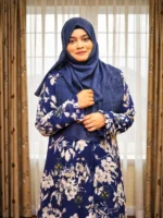 প্রিন্টের কারচুপি কিমোনো। সফট ট্রান্সপারেন্ট জর্জেট ম্যাটেরিয়ালের ওপর কারচুপি করা আছে - Image 3