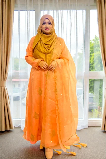 দাওয়াত ও অনুষ্ঠানের উপযোগী মসলিন গাউন Muslin gown suitable for invitations and events