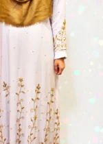 ডাবল পার্ট কারচুপি গাউন সাদা জর্জেট ম্যাটেরিয়ালের ওপর গর্জিয়াস কারচুপি কাজ করা হয়েছে - Image 3