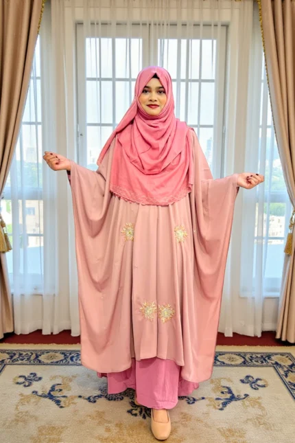 Exclusive Karchupi Cape in Dubai Cherry Material এক্সক্লুসিভ কারচুপি কেপ দুবাই চেরি মেটেরিয়াল দিয়ে তৈরি