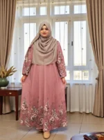 স্টাইলিশ ক্লাসি ওয়ান কাট প্রিন্টেড গাউন – Dubai silk fabrics daily wear Islamic burka